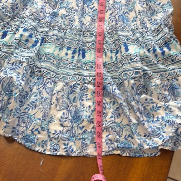 Chaps Blue and Cream Floral A-Line Skirt - Picture 4 of 5